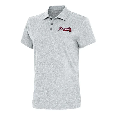 Women's Antigua  Heather Gray Atlanta Braves Motivated Polo