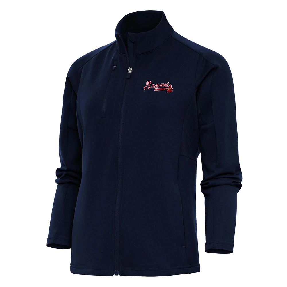 Veste zippée intégrale Logo Generation pour femme des Atlanta Braves bleu marine Antigua