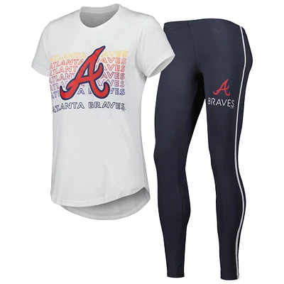 Concepts Sport Ensemble de nuit avec t-shirt et legging Atlanta Braves Sonata anthracite/blanc pour femme