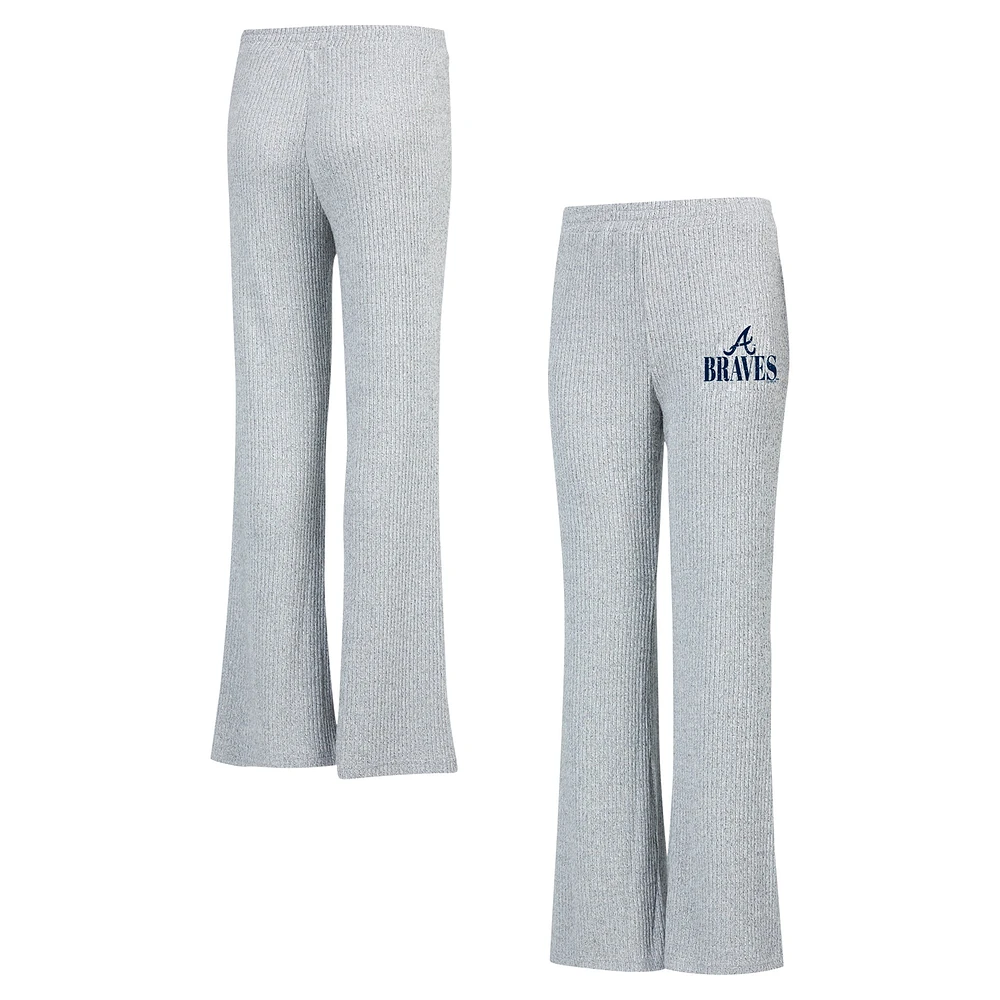 Pantalon évasé en tricot côtelé Juniper Atlanta Braves pour femme Concepts Sport Gray