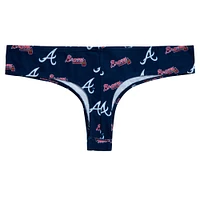 Women's Concepts Sport Navy Atlanta Braves Record Allover Print Knit Thong