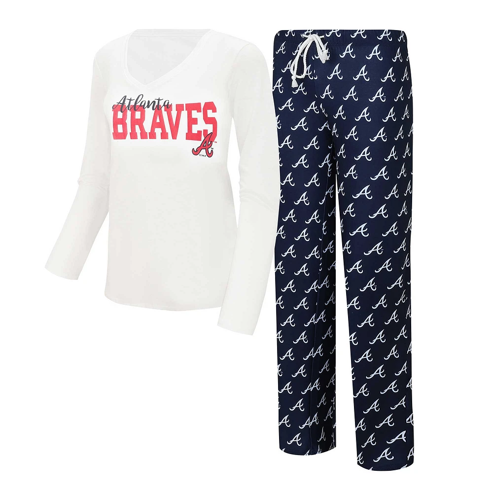 COL BRAVES NAVY GAUGE KNIT LS TOP & PANT SET BEDLADSLP