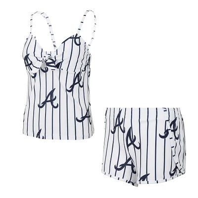 Ensemble de nuit Concepts Sport pour femmes, débardeur et short en tricot imprimé Atlanta Braves Reel, blanc