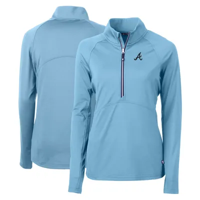 Atlanta Braves Cutter & Buck Women's Adapt Eco Knit Stretch Recycled Half-Zip Pullover Top - Light Blue