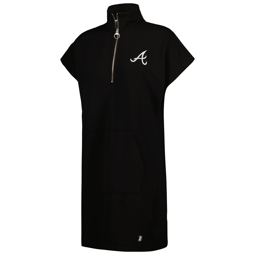 Women's DKNY Sport Black Atlanta Braves Emily Quarter-Zip Sneaker Dress