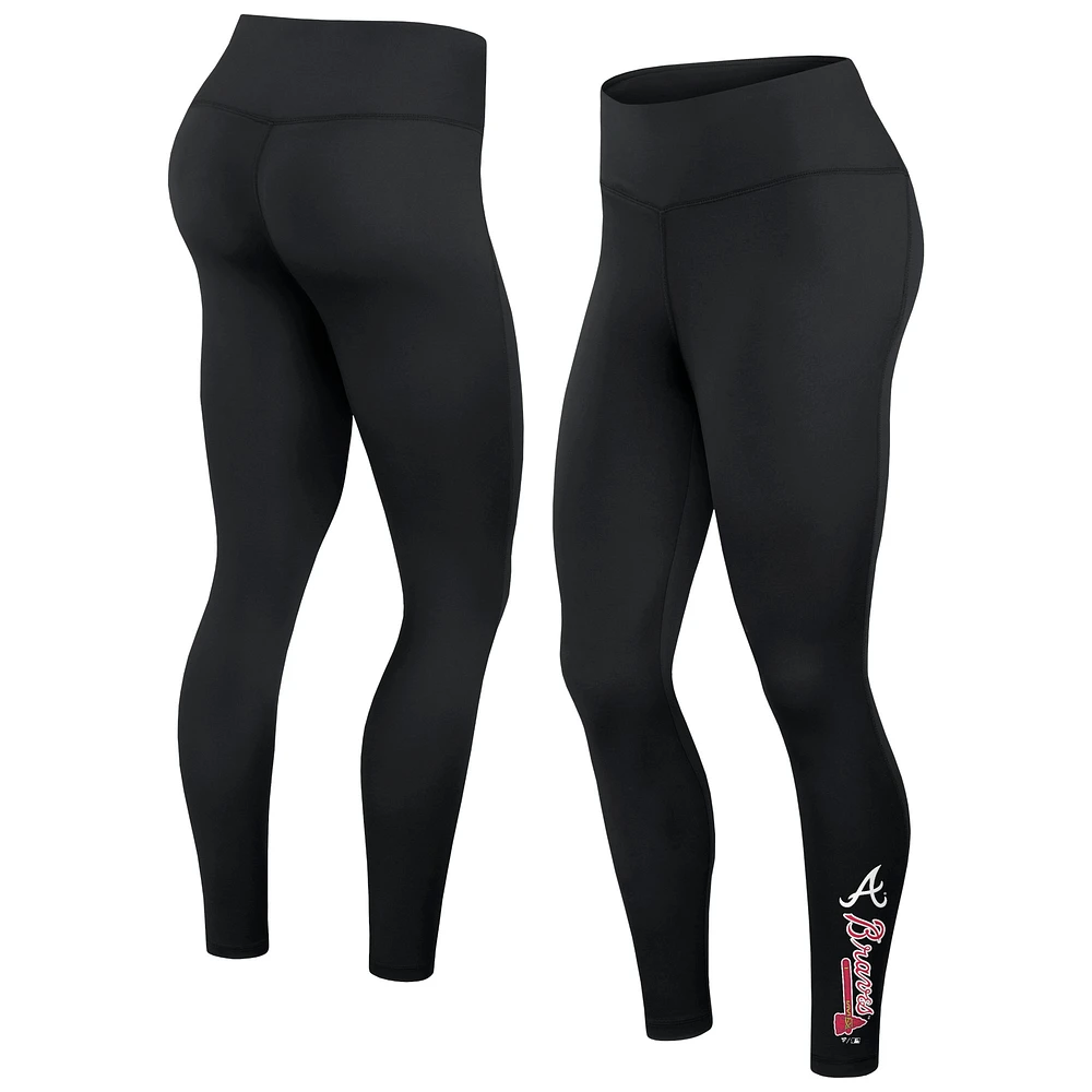 Women's Fanatics Black Atlanta Braves Wordmark Stack Leggings