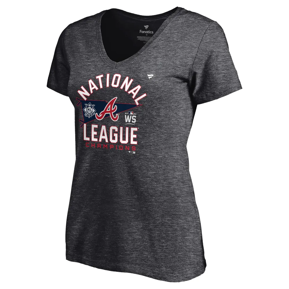 Fanatics Branded Women's Fanatics Branded Heathered Charcoal Atlanta Braves  2021 National League Champions Locker Room Plus V-Neck T-Shirt