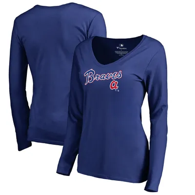 Lids Atlanta Braves Fanatics Branded Women's Cooperstown Collection  Huntington Logo V-Neck T-Shirt - Royal