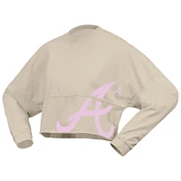 T-shirt court à manches longues et imprimé floral pour femme Fanatics Crème des Braves d'Atlanta