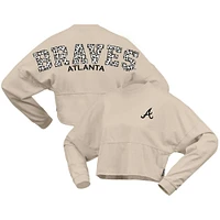 Women's Fanatics Cream Atlanta Braves Long Sleeve Cropped Jersey T-Shirt