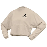 Women's Fanatics Cream Atlanta Braves Long Sleeve Cropped Jersey T-Shirt