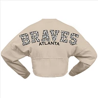 Women's Fanatics Cream Atlanta Braves Long Sleeve Cropped Jersey T-Shirt