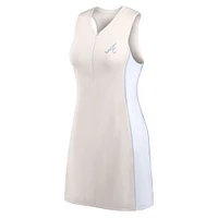 Women's Fanatics Cream Atlanta Braves Studio Boost Athletic Half-Zip Dress