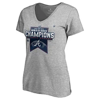 Women's Fanatics Heathered Gray Atlanta Braves 2021 World Series Champions Locker Room Plus V-Neck T-Shirt