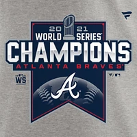 Women's Fanatics Heathered Gray Atlanta Braves 2021 World Series Champions Locker Room Plus V-Neck T-Shirt