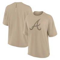 Women's Fanatics Khaki Atlanta Braves Oversized Elements T-Shirt