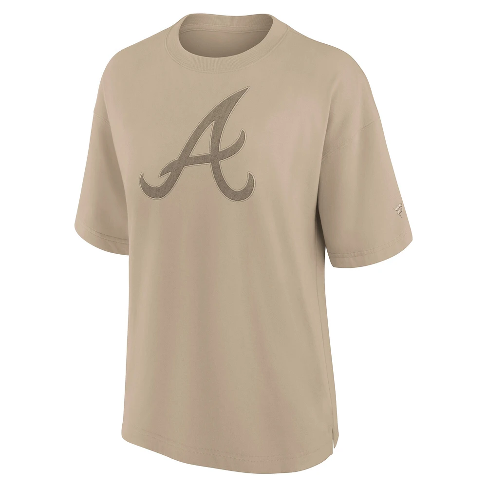 Women's Fanatics Khaki Atlanta Braves Oversized Elements T-Shirt