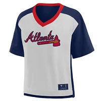 Women's Fanatics Navy/Graphite Atlanta Braves Oversized Race To Win V-Neck T-Shirt