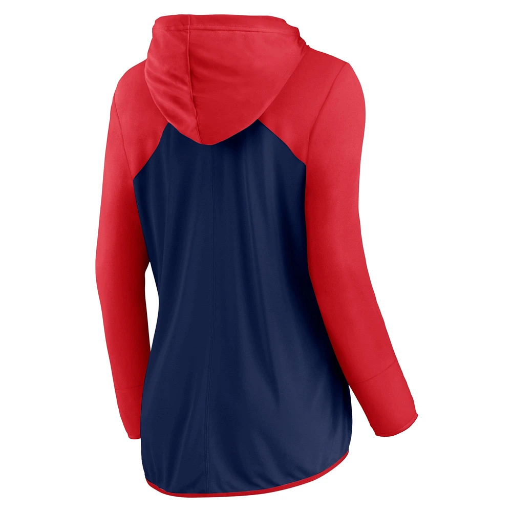 Women's Fanatics Navy/Red Atlanta Braves Forever Fan Full-Zip Hoodie Jacket