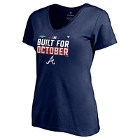 Fanatics Navy Atlanta Braves 2021 Postseason Locker Room T-shirt à col en V grande taille pour femmes