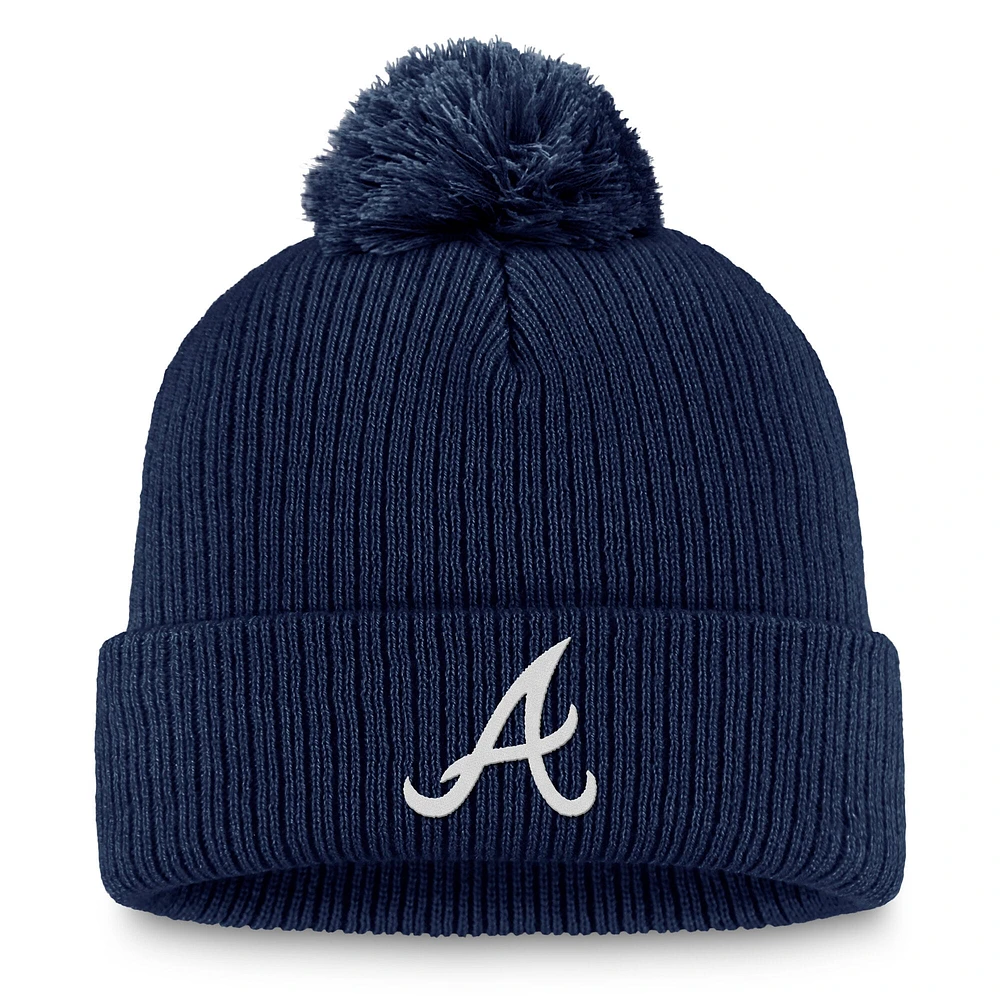 Women's Fanatics Navy Atlanta Braves Cuffed Knit Hat with Pom