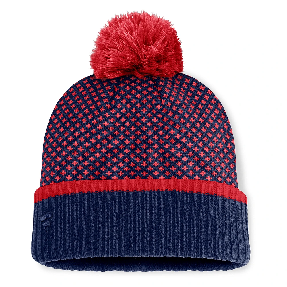 Bonnet en tricot à revers et pompon Atlanta Braves Fundamental Jacquard pour femme Fanatics Navy