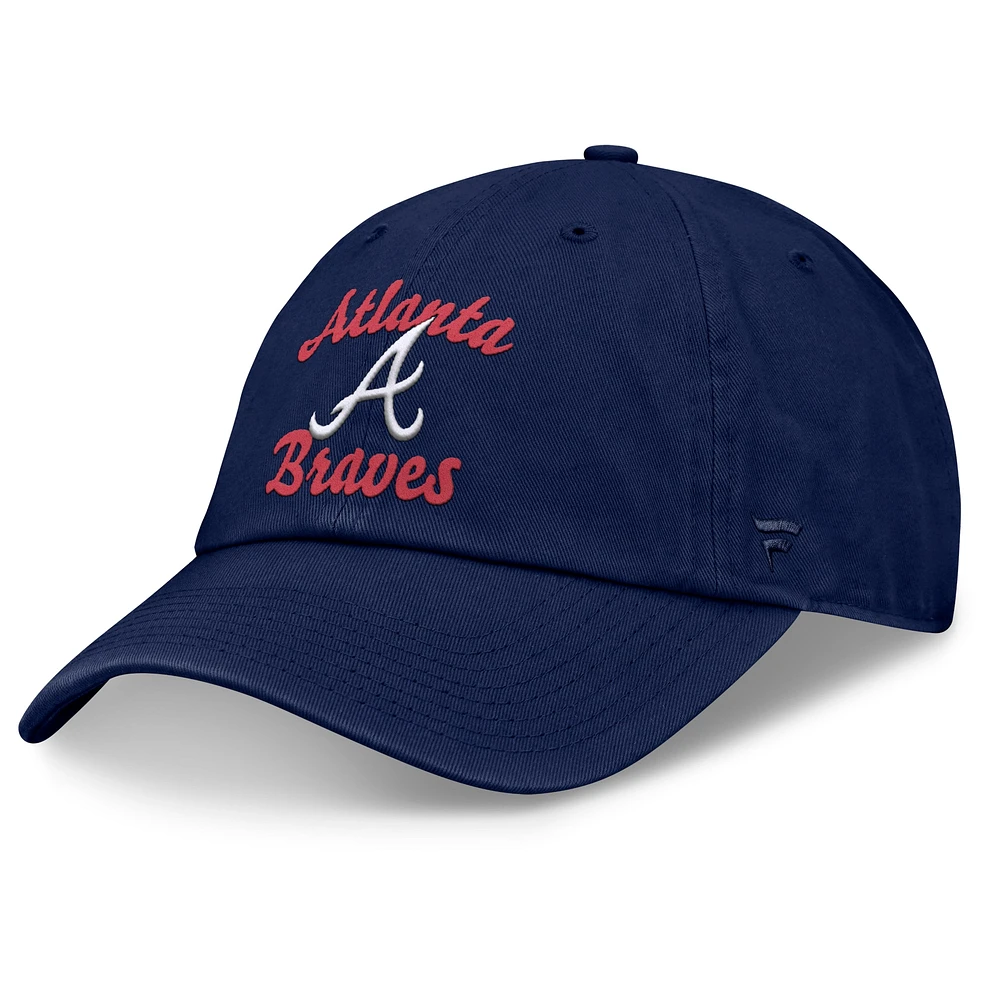 Women's Fanatics Navy Atlanta Braves Fundamental Script Logo Adjustable Hat