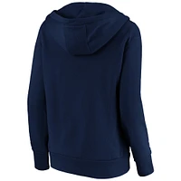Women's Fanatics Navy Atlanta Braves Official Logo Crossover V-Neck Pullover Hoodie
