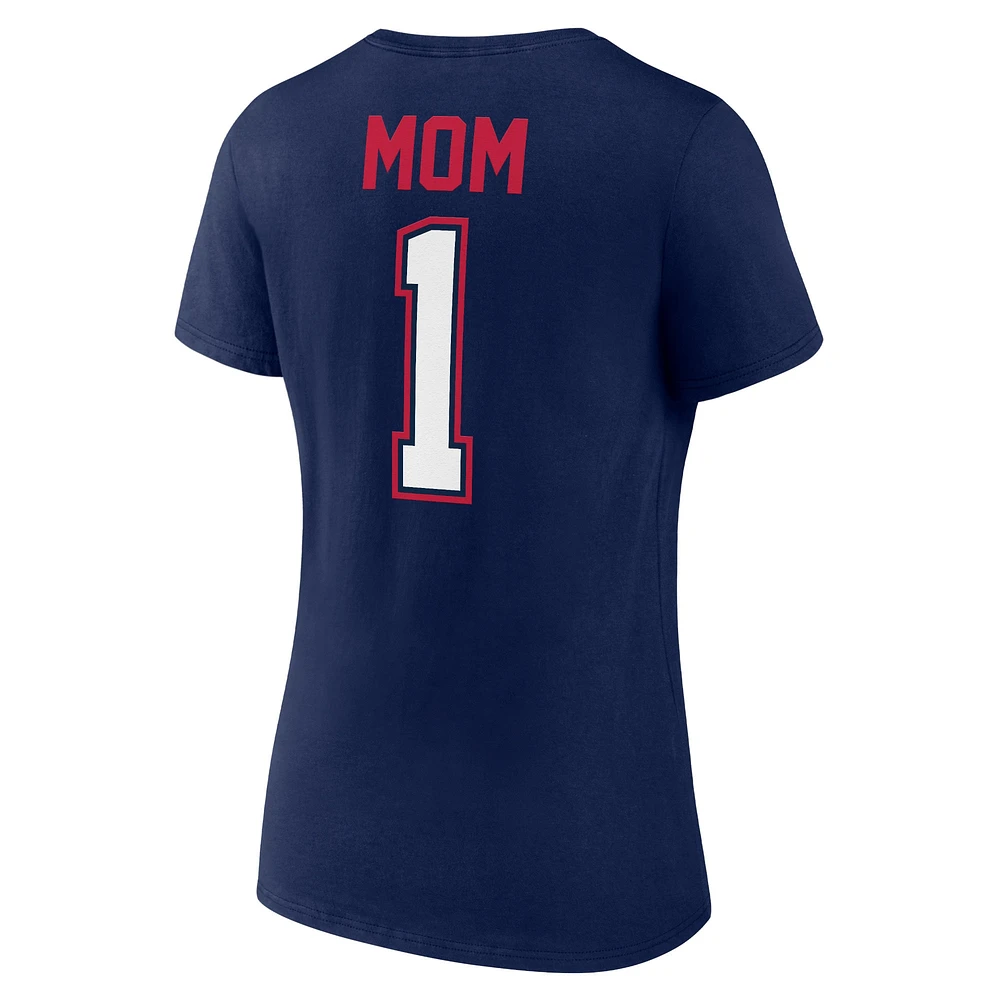 Women's Fanatics Navy Atlanta Braves Plus Mother's Day #1 Mom V-Neck T-Shirt