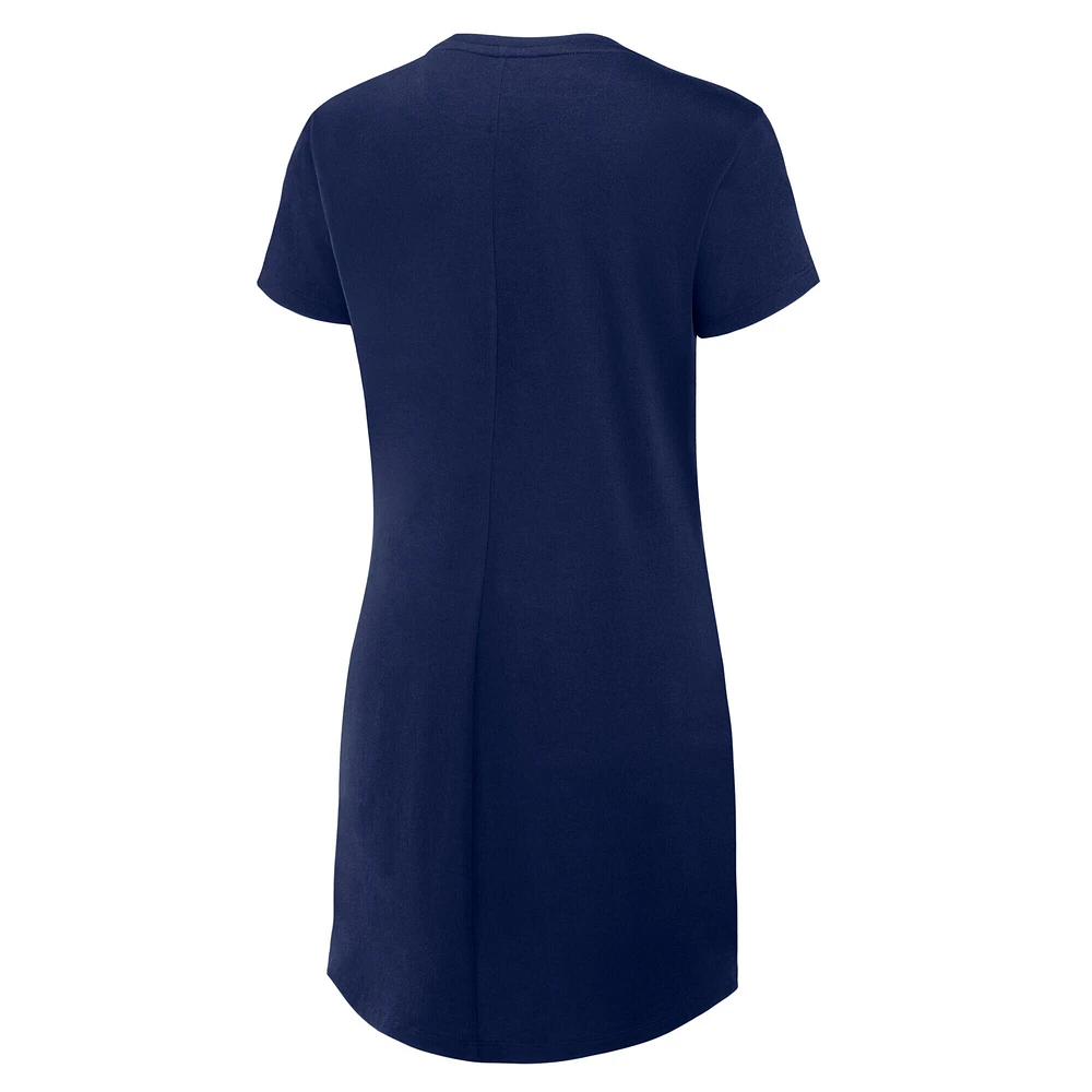 Robe t-shirt drapée froncée bleu marine Fanatics pour femme des Braves d'Atlanta