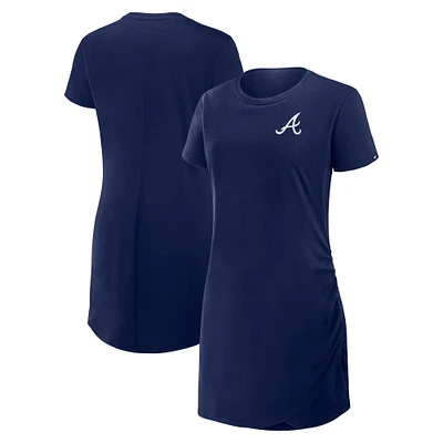 Robe t-shirt drapée froncée bleu marine Fanatics pour femme des Braves d'Atlanta