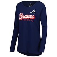 Women's Fanatics Navy Atlanta Braves Run the Bases Long Sleeve T-Shirt