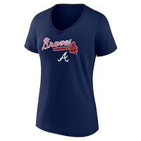 Women's Fanatics Navy Atlanta Braves Team Lockup V-Neck T-Shirt