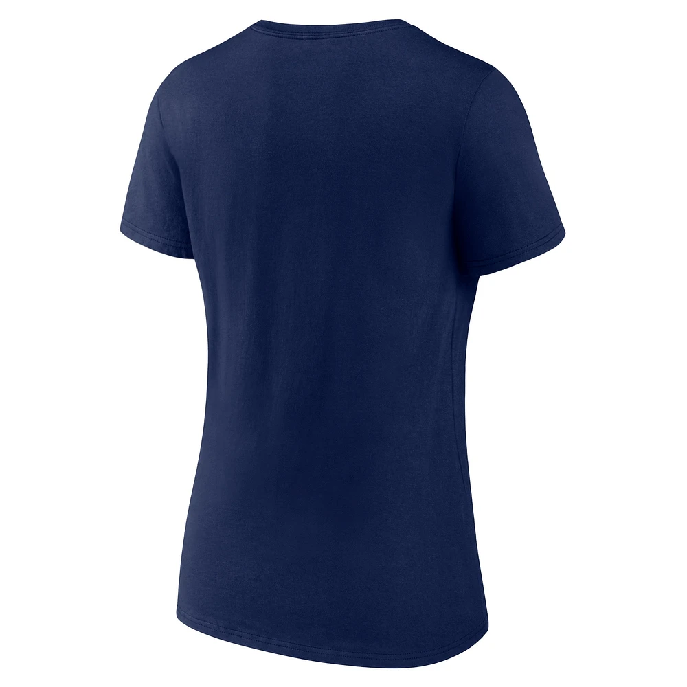 Women's Fanatics Navy Atlanta Braves Team Lockup V-Neck T-Shirt