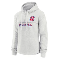 Women's Fanatics Oatmeal Atlanta Braves True Classics Legacy Quarter-Zip Hoodie