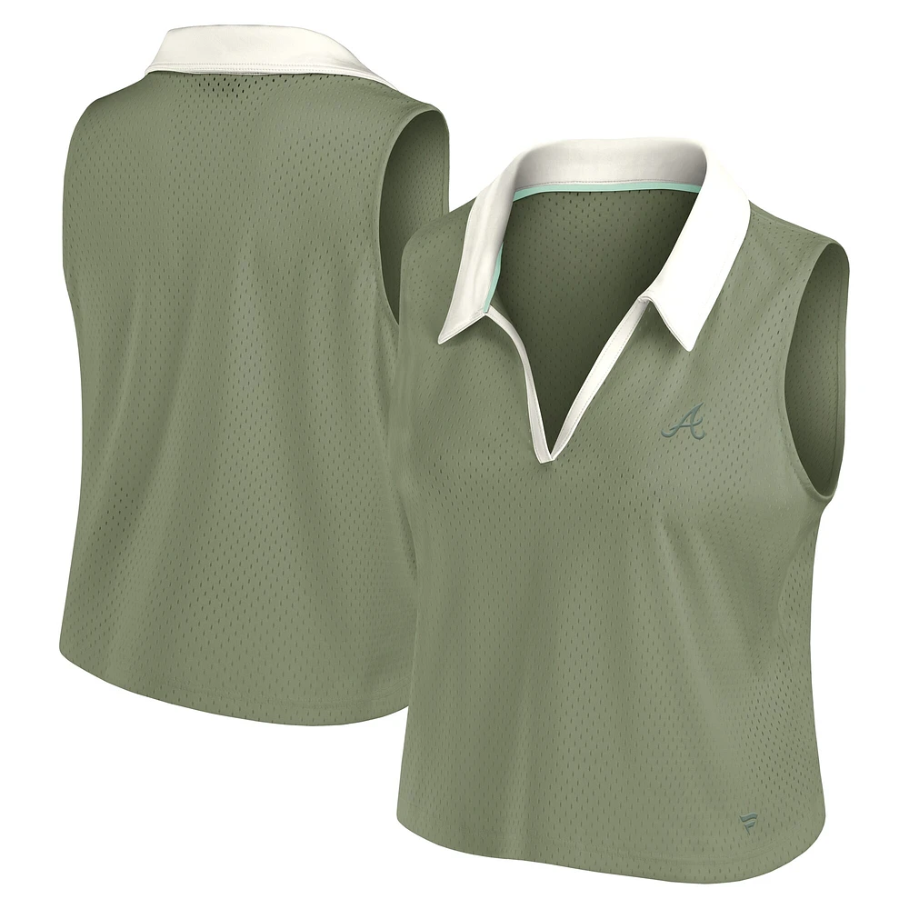 Débardeur à col en V Studio Wellness pour femme Fanatics Olive Atlanta Braves