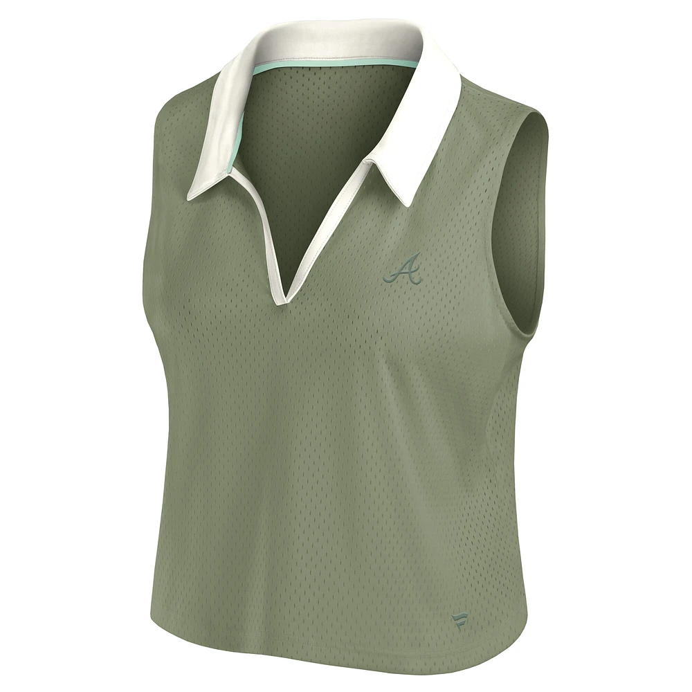 Débardeur à col en V Studio Wellness pour femme Fanatics Olive Atlanta Braves
