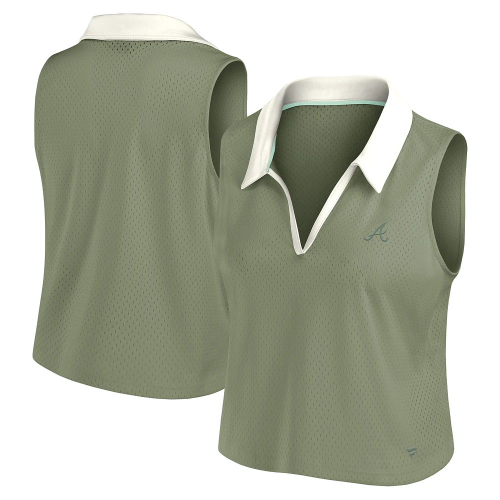 Débardeur à col en V Studio Wellness pour femme Fanatics Olive Atlanta Braves