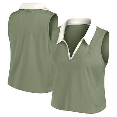 Débardeur à col en V Studio Wellness pour femme Fanatics Olive Atlanta Braves