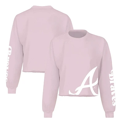 Women's Fanatics Pink Atlanta Braves Cropped Slouchy Long Sleeve T-Shirt