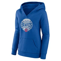 Women's Fanatics Royal Atlanta Braves Slider Crossover V-Neck Pullover Hoodie