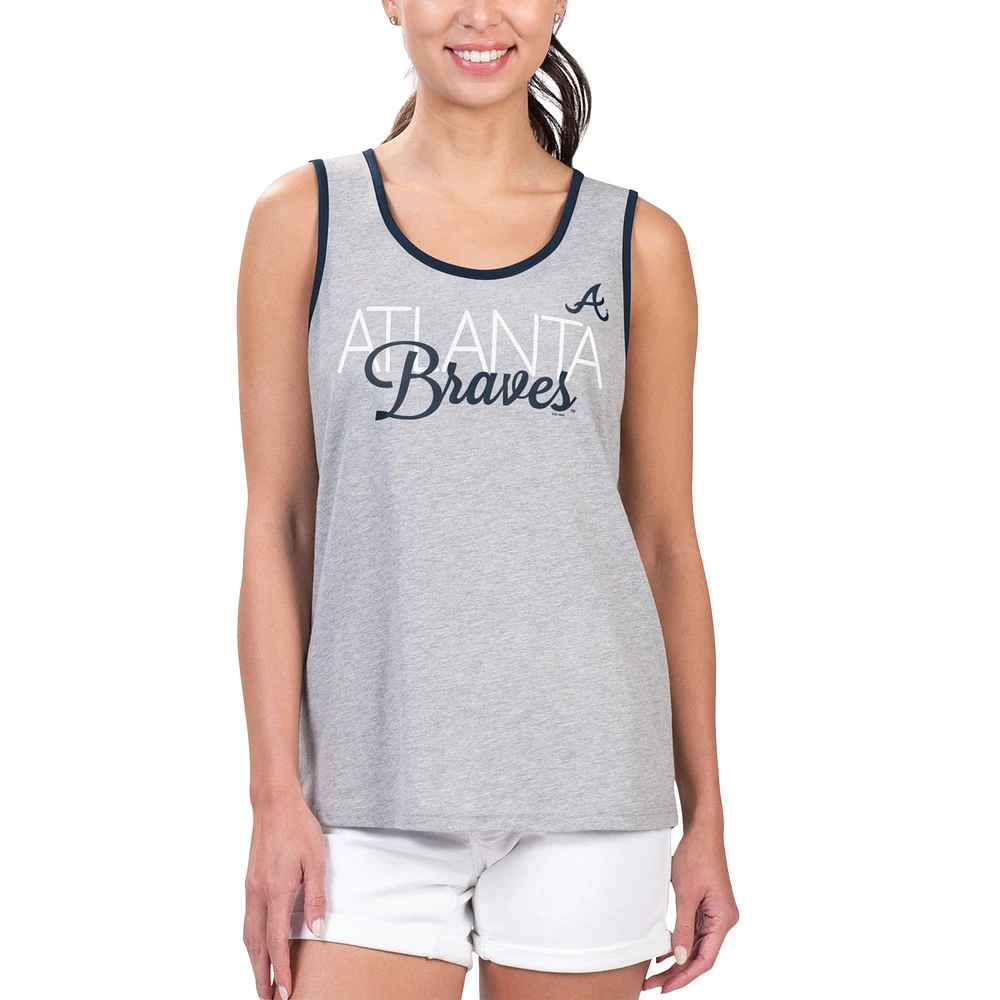 Women's G-III 4Her by Carl Banks Gray Atlanta Braves Fastest Lap Tank Top