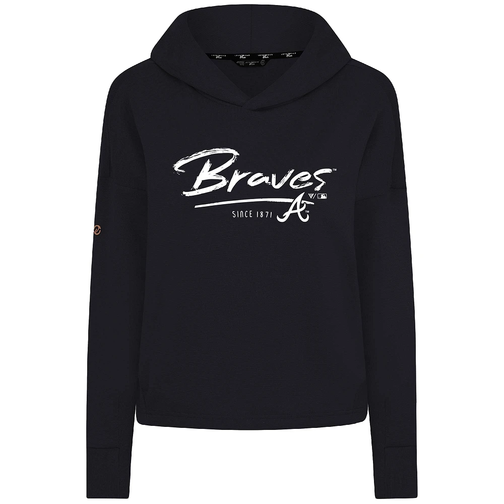 Sweat à capuche court noir Levelwear Atlanta Braves Accolade Sweet Express pour femme