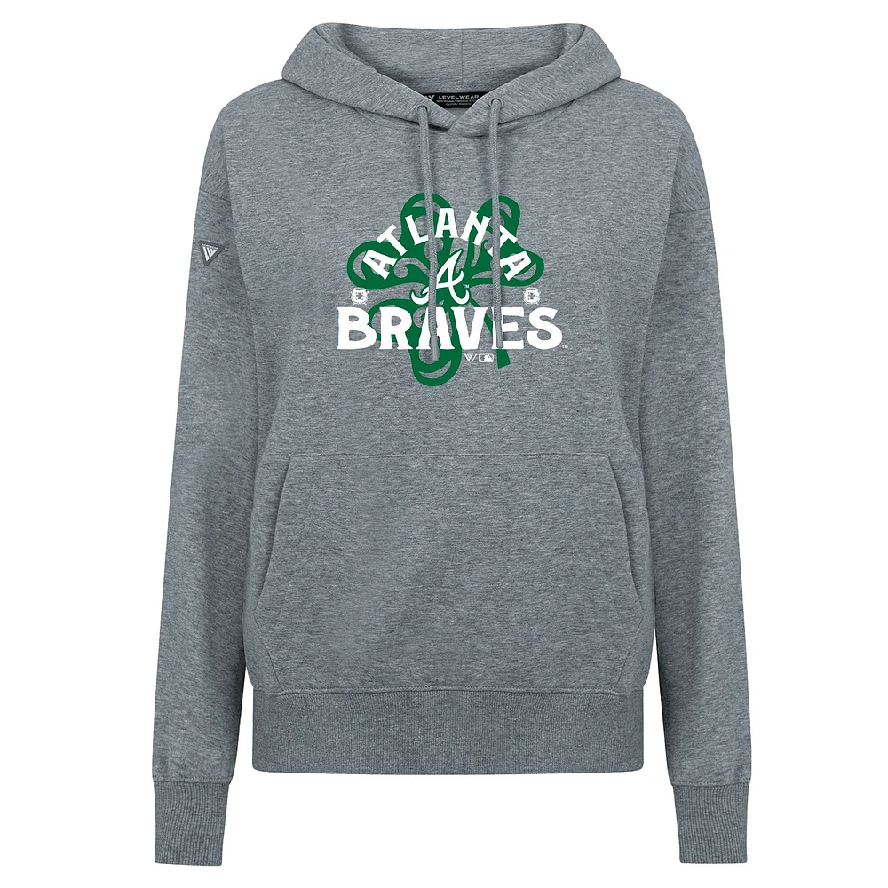 Women's Levelwear Atlanta Braves St. Patrick's Day Adorn Shamrock Pullover Hoodie