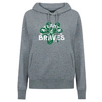 Women's Levelwear Atlanta Braves St. Patrick's Day Adorn Shamrock Pullover Hoodie