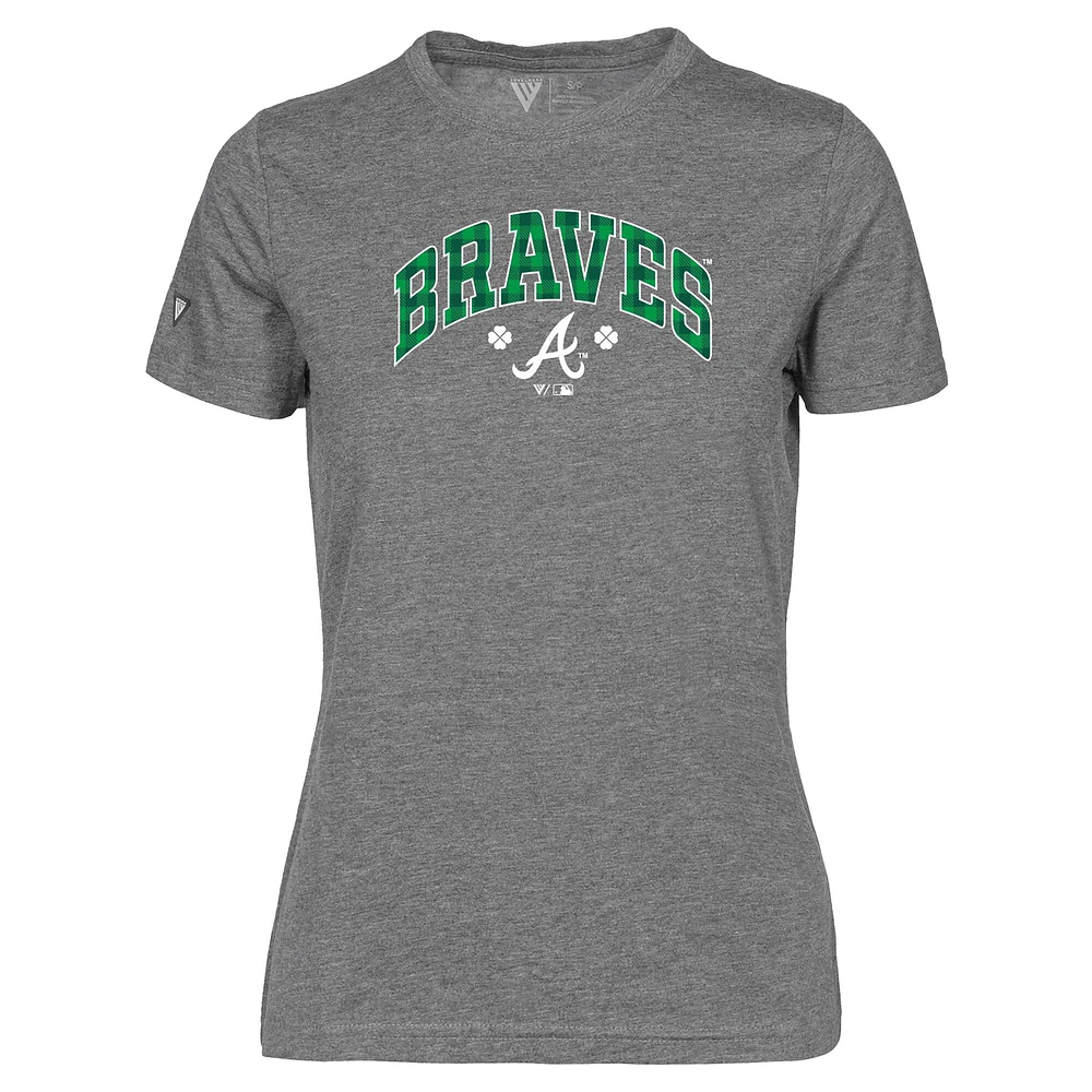 T-shirt à carreaux Maddox pour la Saint-Patrick des Braves d'Atlanta gris Levelwear femme
