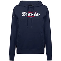 Sweat à capuche bleu marine Levelwear pour femme, motif Accolade Adorn Monument des Braves d'Atlanta