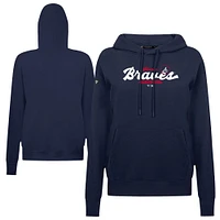Sweat à capuche bleu marine Levelwear pour femme, motif Accolade Adorn Monument des Braves d'Atlanta