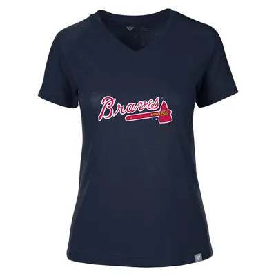 Atlanta Braves Levelwear Women's Ariya V-Neck T-Shirt - Navy