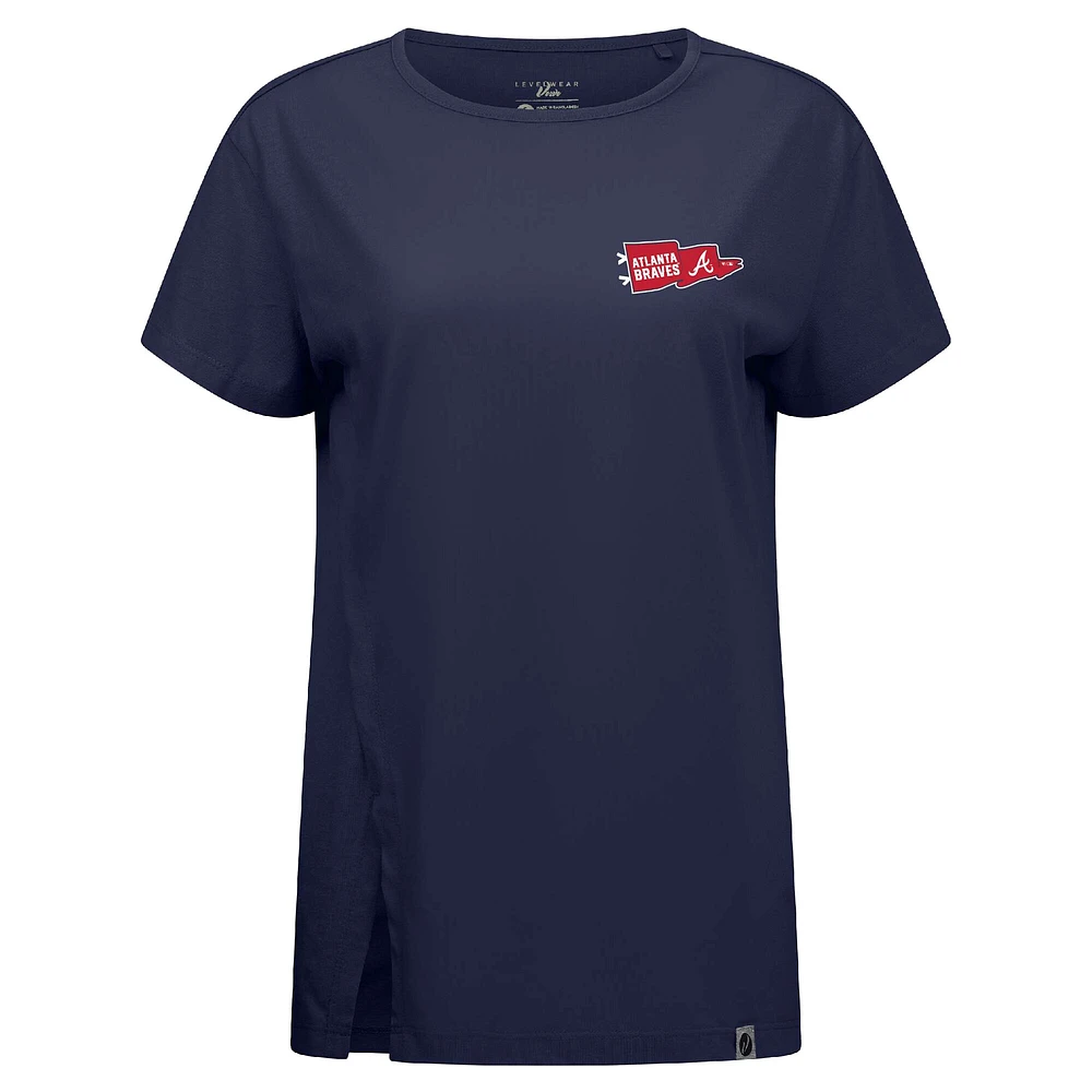 T-shirt bleu marine Atlanta Braves Influx Rafters pour femme Levelwear